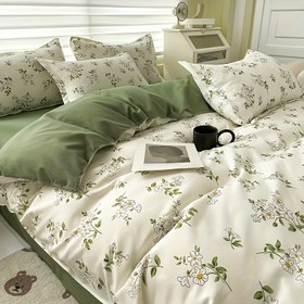 Resim 4 Parça Yeni Yumuşak ve Taze Baskılı Nevresim Takımı, 2 Yastık Kılıfı + 1 Nevresim + 1 Çarşaf, Yüksek Kalite ve Rahat, Tek Kişilik ve İkili Yatak İçin Uygun, Hediye Olarak Kullanılabilir, Yatak Odası, Öğrenci Oda ve Çalışma Odası Dekorasyonu, Makinede Yıkanabilir 