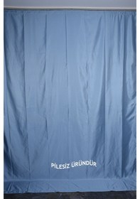 Resim Saten Fonluk Pilesiz Mavi Renk Tek Kanat Fon Perde En 200 Cm Boy 260 Cm 
