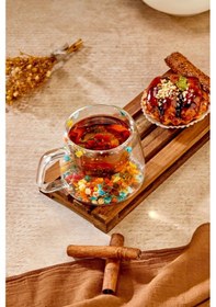 Resim Ny Home Çiçek Motifli Çift Camlı Isıya Dayanıklı Cam Bardak Kulplu - Tekli Şefaf 