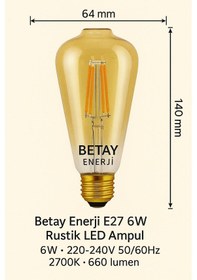 Resim Led Fılament Rustik Ampul Kes 605 