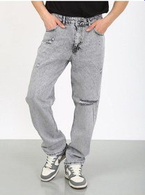 Resim Baggy Gri Diz Yırtık Jean-gri - 33 Gri 