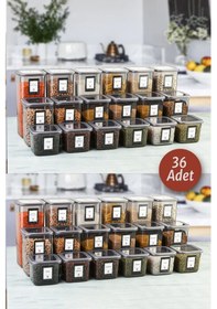 Resim 36'lı Set Etiketli, Kırılmaz Kare Erzak Saklama Kabı Antrasit 12x 1,75 Lt/1,2 Lt/0,55 Lt Antrasit 