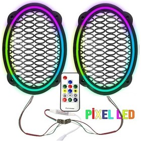 Resim Pixel Ledli Oval Hoparlör Kapak 2adet Poke Pk-5652 