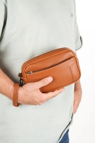 Resim Newish Polo Erkek El Askılı Portföy Clutch El Çantası new256 - Taba 