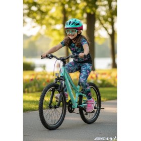 Resim Bisan Gazelle Çocuk Bisikleti 30 cm V 24 Jant 18 Vites Turkuaz Koyu Pembe 