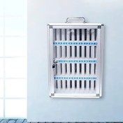 Resim Alüminyum Alaşımlı Şeffaf Cep Telefonu Soyunma Kutusu - Spor Salonu Ofis ve Sınıf için 60 Yuvaları - Gümüş Cep Telefonu Dolabı - nize & Güvenli Cihazlar 