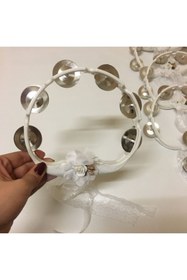 Resim atolyekbk 5 Adet Beyaz Çiçeklerle Süslenmiş Nedime Tefi Düğün Ve Kına Için Plastik Tef 1 – Kına Eğlence Akses 