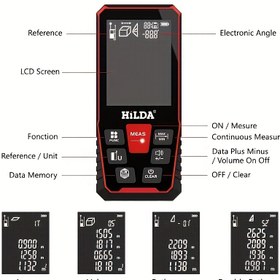 Resim HILDA Yüksek Hassasiyetli El Tipi Lazer Mesafe Ölçer - Ev İyileştirme ve Kendin Yap Projeleri için LCD Ekranlı, Kabarcık Seviyesi ve Taşıma Kayışı ile 120m Kızılötesi Seviye Ölçüm Aracı, Lazer Düzlem Çizgi Aleti 