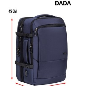 Resim Körüklü Laptop Sırt ve Seyahat Çantası 15,6 İnç 40 Litre Usb Su Geçirmez Kumaş Lacivert Dada 12 