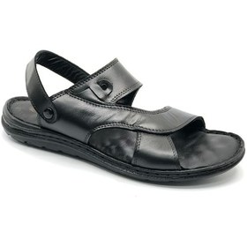 Resim Asker 1929 %100 Hakiki Deri Erkek Full Ortapedik Terlik Siyah 