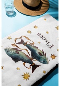 Resim Dijital Baskı Plaj Deniz Havlusu Balık Burcu Desenli Peştamal Hvl0038 Renkli 