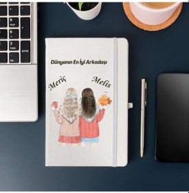 Resim Arkadaşlara Özel İsim Yazılı Tasarımlı Defter Beyaz 
