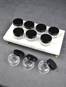 Resim 10 Adet Mika 10 ml Krem Kavanoz Küçük 4 cm Takı Siyah Kapaklı Mini Seyahat Krem Kavanozu 