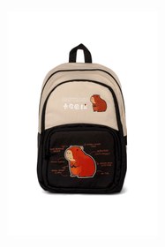 Resim Tonny Black Çocuk Unisex Krem Siyah Sincap Baskılı Sırt Çantası 