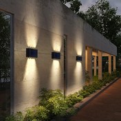 Resim 1 adet 8LED Boncuklu Güneş Enerjili Yükselme-İndirme Işıklar Dış Mekan Su Geçirmez, Modern İskandinav Lambası Dışarıda Güneş Işığı Sensörlü Lamba, Siyah Dış Mekan Işık Aparatı Duvara Monte Ev Bahçe Veranda için (Narm Işık/Beyaz Işık) Sonbahar Dekoru Ev Dekoru Dış Mekan Dekoru 