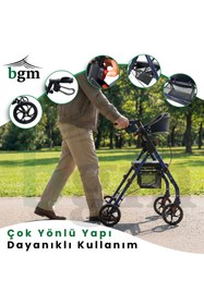 Resim BGM Walker Lüks Rolatör Yürüteç – Frenli, Oturaklı, Sepetli Lüks Tekerlekli Walker 