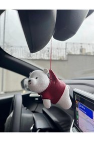 Resim HisConcept Sevimli Kırmızı Ayıcık Araba Ayna Süsü - Dikiz Aynası Süsü Tasarım 