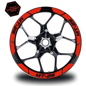 Resim Neon Turuncu Yamaha Mt-25 Geniş Jant Sticker Etiket Modeli 
