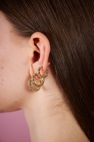 Resim irva collection Dokulu 3'lü Halka Küpe Set 