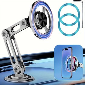 Resim Evrensel Manyetik Telefon Tutucu - Çok Fonksiyonlu Güçlü Mıknatıs Gösterge Paneli Aksesuarı, Dayanıklı 360° Dönebilir Tasarım ve Geliştirilmiş Mıknatıslı & 2 Metal Halka ile Yüksek Kaliteli Yapım, iPhone ve Tüm Akıllı Telefonlarla Uyumlu 