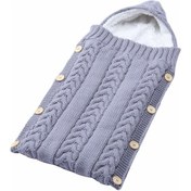 Resim Wezone Güçlü Dikiş Bebek Uyku Çantası Kışlık Kapüşonlu Butonlu Arabalığa Uygun Gri Renk Standart Beden Gri 