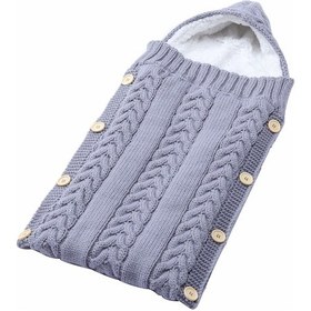 Resim Wezone Güçlü Dikiş Bebek Uyku Çantası Kışlık Kapüşonlu Butonlu Arabalığa Uygun Gri Renk Standart Beden Gri 