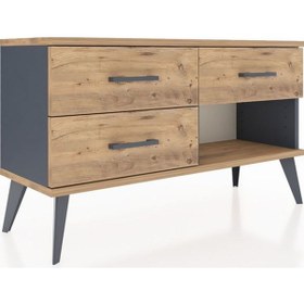 Resim Arges Şifonyer 3 Çekmeceli 88x30x48 Antrasit-çam Çam 