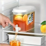 Resim Tek Dokunuş Kolu ile 3.5L+5L Şeffaf Buzdolabı İçecek Dağıtıcı - Meyve Suyu, Çay, Su için Büyük Kapasiteli Soğuk İçecek Dağıtıcı, Dayanıklı Plastik, Yer Tasarruflu Buzdolabı Depolama, Yazın Vazgeçilmezi, Mutfak İçecek Kabı, Kolay Erişimli Dağıtıcı, Güvenli Kapaklı 