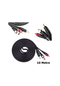 Resim 10M Stereo To 2 Rca Ses Kablosu - Özel Bakır Seri - 10 Metre 