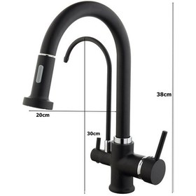 Resim Vilas Madrid Su Arıtma 3 Çıkışlı Siyah Spiralli Mutfak Bataryası 