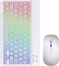 Resim Tek Bluetooth Klavye Mouse Seti Aydınlatmalı Türkçe Q Ergonomik Tasarım Najmaddin 