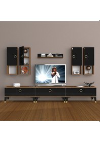 Resim Decoraktiv Eko 8da Mdf Gold Tv Ünitesi Tv Sehpası Ceviz - Siyah 