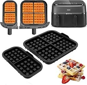 Resim Philips sıcak hava fritözü aksesuarı: Airfryer için 2 adet waffle kalıbı, Philips Airfryer 3000 serisi (NA350) ve Tefal EY9018 ile uyumlu, tekrar kullanılabilir, Belçika waffle makinesi, silikon 