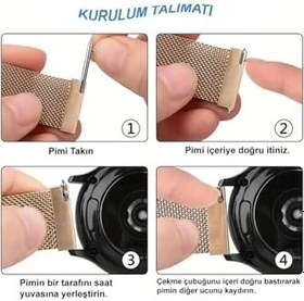 Resim Samsung Galaxy Watch 5 Pro 45 mm ile Uyumlu Kordon Güçlü Mıknatıs 20 mm Metal Hasır Kordon Rose Gold 