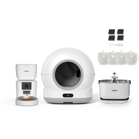 Resim Xenon Smart Akıllı Kamerasız Kedi Tuvaleti Çelik Kaseli 4 LT Mama Kabı Akıllı Su Pınarı ve Filtre 4'lü Pet Seti 