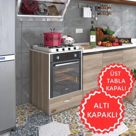 Resim Kenzlife ankastre modülü kabini flor crd kapaklı fırın ocak dolabı sabit tabla 