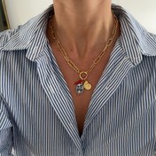 Resim 1 adet Kadın Vintage Boho Paslanmaz Çelik Kef ve Lale Kolye, Günlük ve Parti Durumları için Şık ve Basit Takı 