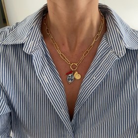 Resim 1 adet Kadın Vintage Boho Paslanmaz Çelik Kef ve Lale Kolye, Günlük ve Parti Durumları için Şık ve Basit Takı 