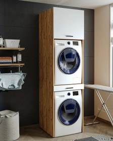Resim Roomart Çamaşır Ve Kurutma Makinesi Dolabı+üst Dolabı 67x240 Cm Atlantik Çam - Beyaz 