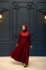 Resim MOOLİSA Esil Bordo Tesettür Abiye 