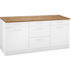 Resim Ahsen Mutfak Çekmeceli Alt Modül 180 Cm Beyaz Tezgah Dahil Beyaz 