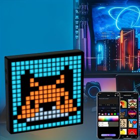 Resim GoldenCentury Programlanabilir LED Piksel Ekranı Uygulama Kontrolü ile - Kendin Yap Metin ve Desen Animasyonu, Duvara Montaj veya Masaüstü, USB Güçlü, Ev Dekoru, Oyun Odaları, Barlar ve Noel Hediyeleri için Mükemmel, Ev Aksesuar Parçası | Piksel Sanat Ekranı | Dayanıklı ABS Plastik 