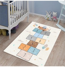 Resim Seksekli Çocuk Odası Halısı Çok Renkli 