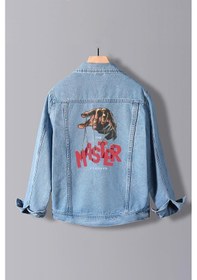 Resim Erkek Slim Fit Sırt Baskılı Denim Kot Ceket Açık Mavi Edw128-açık Mavi Açık Mavi 