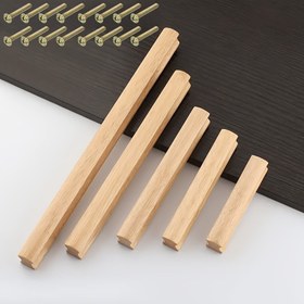 Resim 4 adet Ahşap Düz Dolap Kolları - Kolay Kurulum, Mutfak, Gardırop ve Mobilya Çekmeceleri için Yatay Tasarım, Doğal Ahşap Kaplama ile Şık Metal Eklemler, Mutfak Dolap Kolları|Doğal Ahşap Kollar|Kolay Kurulum Kolları 