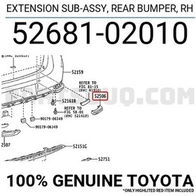 Resim Kapak Reflektör Auris 2015-2017 Arka Sağ Oem No:5268102010 