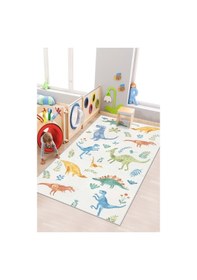 Resim West Home Makinede Yıkanabilir Kaymaz Taban Leke Tutmaz Dinazor Temalı Bebek Ve Çocuk Halısı Oyun Matı Wh 567 Beige Bej 