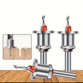 Resim 6 parça ahşap matkap ucu seti, 2.8/3/3.2mm sap, ters etki tasarımı, pürüzsüz kesim, uç konik delik matkap uçları, vidalama ve ahşap delme için kullanılır 