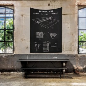 Resim Tennis Court Chalkboard - Tenis Kortu Duvar Örtüsü 