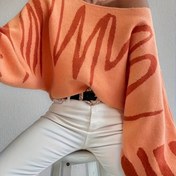 Resim Kadınlar İçin Şık Renk Bloklu Geometrik Kazak - Uzun Kollu Yuvarlak Yaka, Her Mevsim Kullanılabilir Rahat ve Resmi Giyimler için Yumuşak Üst, Bayan Kazakları, Dokulu Görünüm 